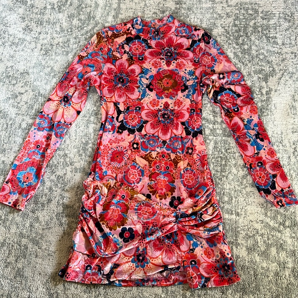 Free People Della Burn Out Mini Dress, fruit punch combo, M, NWT